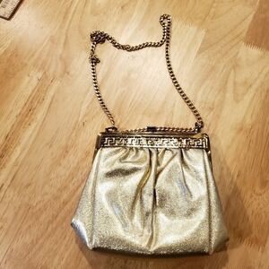Vintage Gold Clasp Purse Chain Strap Attached Coin Purse